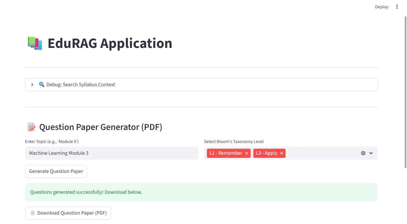 EDURAG - Syllabus-Aware Examination & Grading System